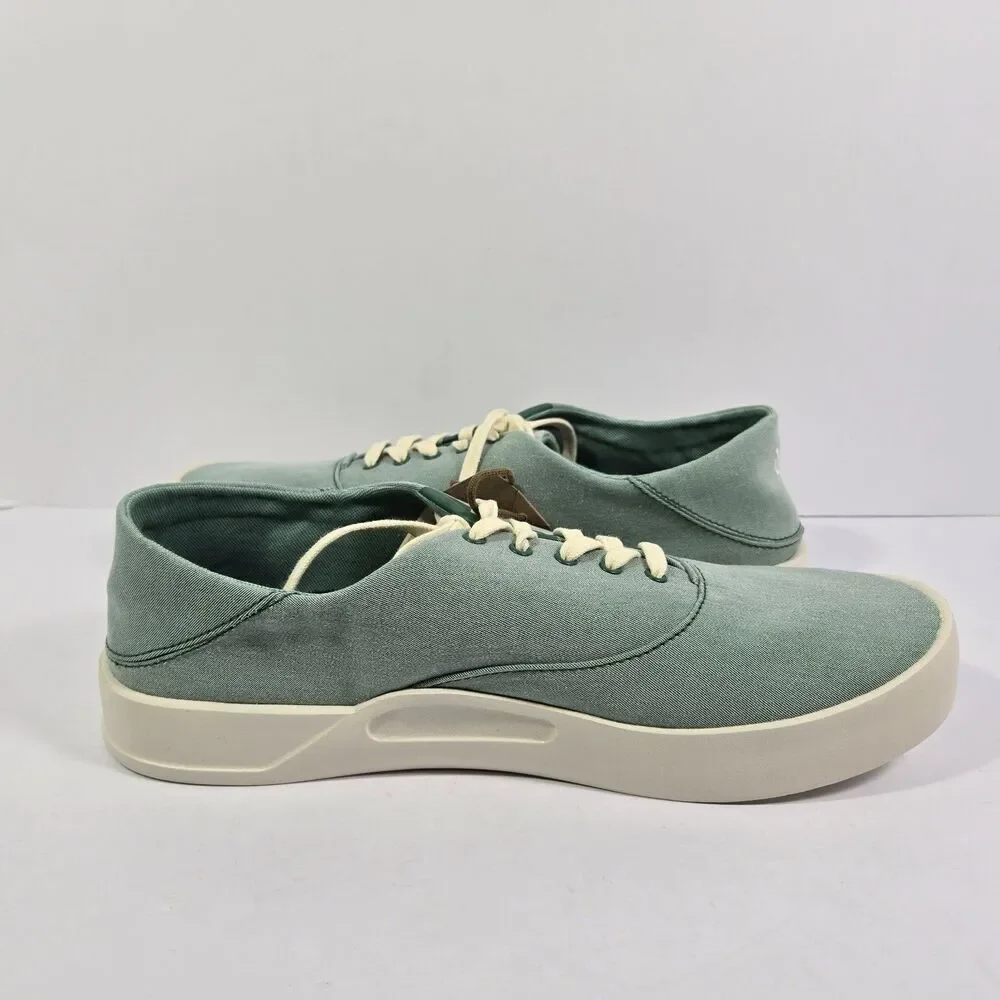 OluKai Tradewind Bamboo Mint Off White Canvas Lace Up Sneakers Shoes Mens 10.5